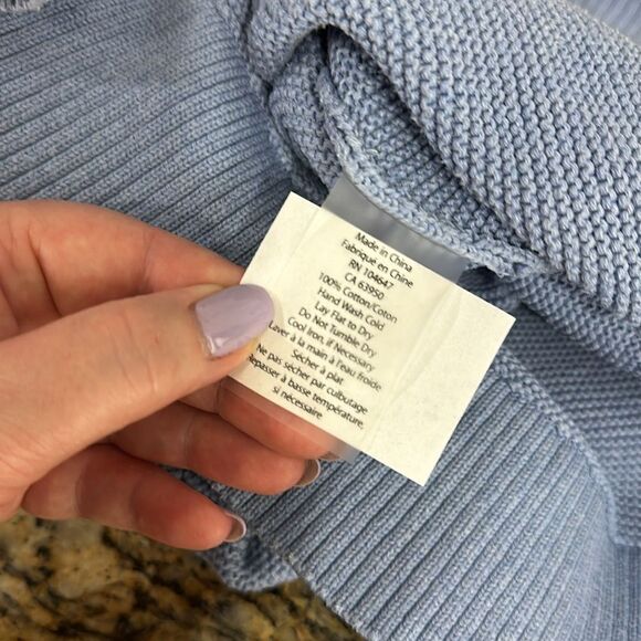 Kinross Garter Funnel Neck Long Sleeve Pullover Sweater In Blue Size L - Picture 7 of 9